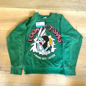 Boohooman oversized green looney tunes sweatshirt